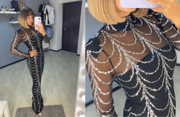 Sequins Women Maxi Dresses Long Sleeve Female Party Dresses – Image 5