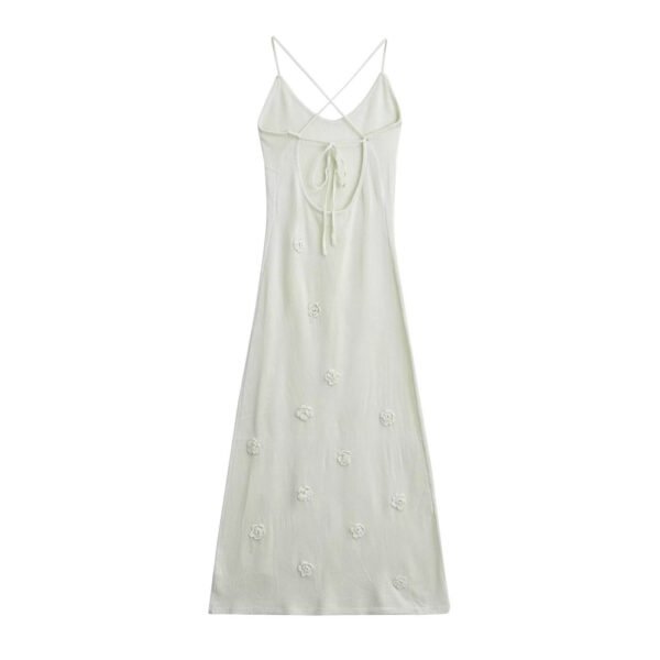 Women's Braces Skirt Three-dimensional Flower Knitted Backless Lace-up Dress – Image 2