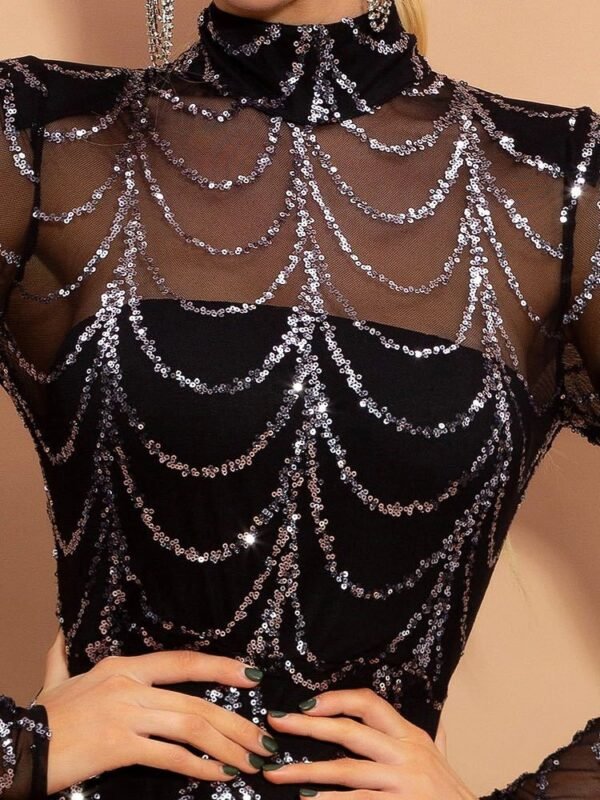 Sequins Women Maxi Dresses Long Sleeve Female Party Dresses – Image 4