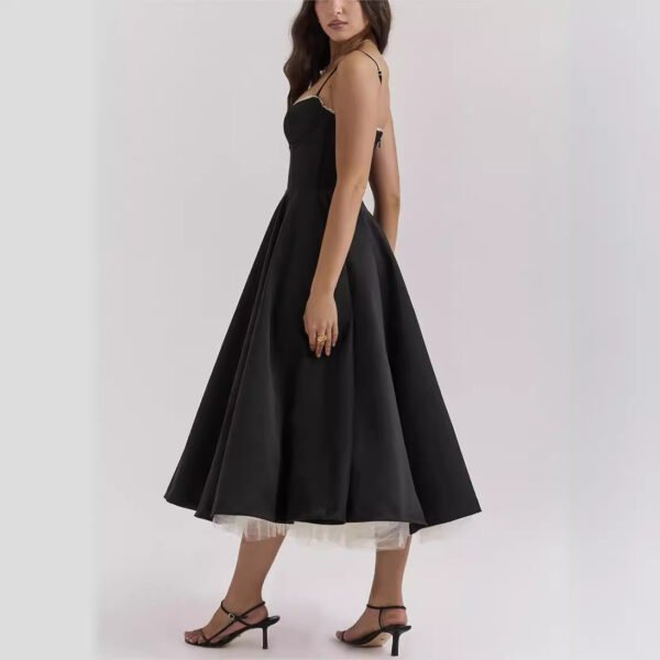 Women's V-neck Brace Sleeveless Dress Puffy Long Dress – Image 3