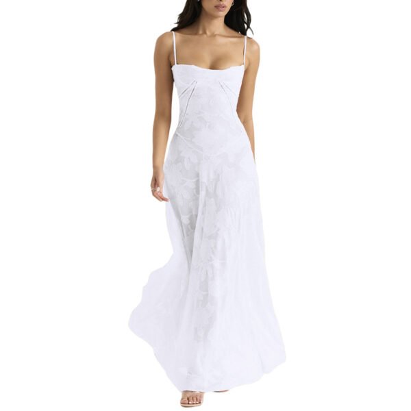 Fashion Suspender Lace Long Dress Summer Strapless Collar Elegant Evening Dresses For Women – Image 5