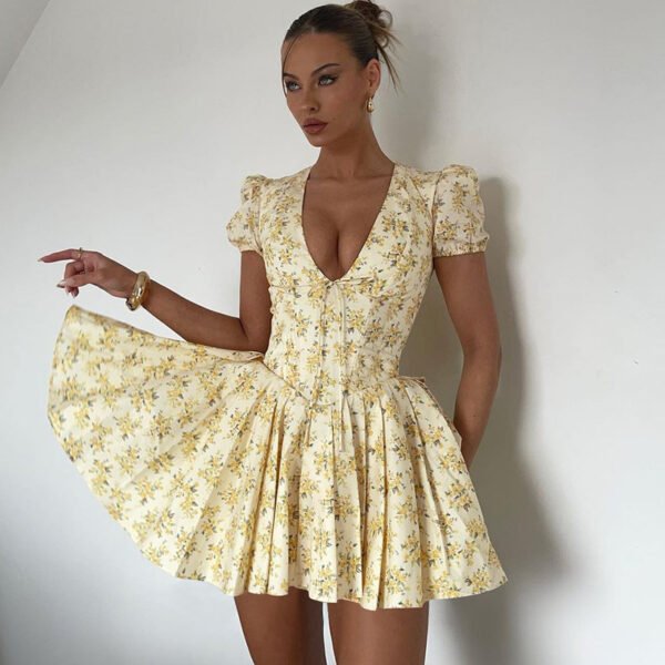 Fashion Pleated Floral Dress Women – Image 4