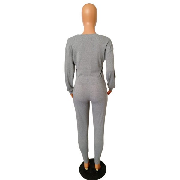 Padded sweater pocket trousers casual two-piece – Image 4