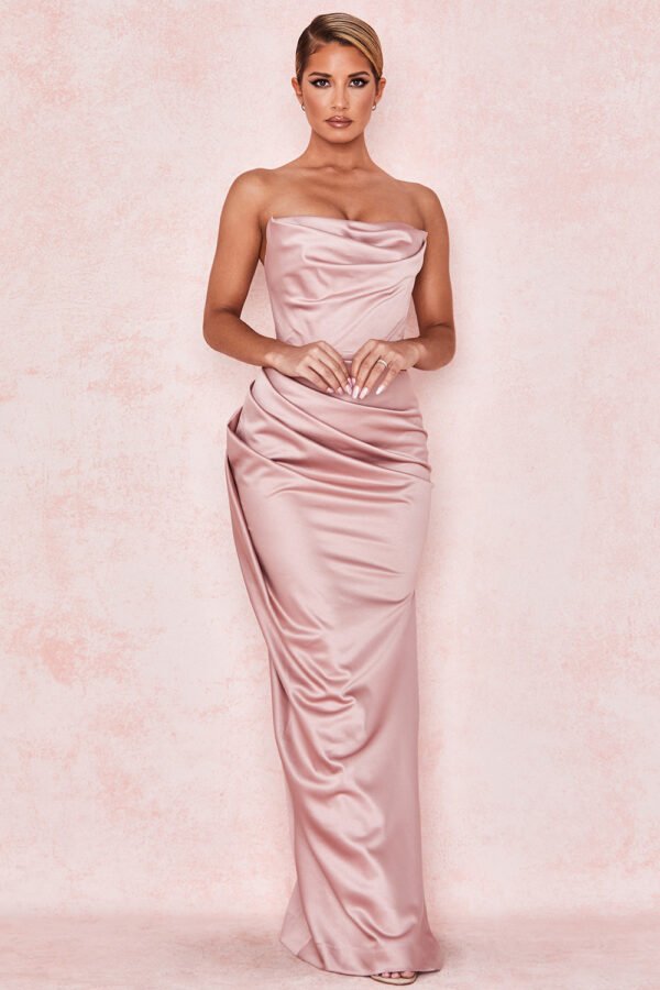 Satin Tube Top Split Knee-length Dress – Image 6