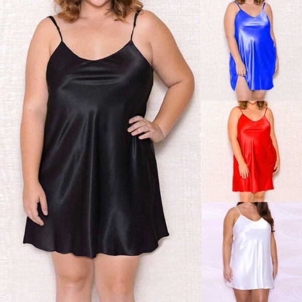 Imitation silk perspective sexual suspenders nightdress