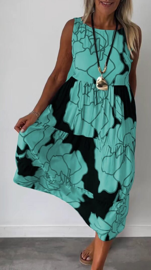 Women's Fashion Printed Sleeveless Lace-up Dress – Image 9