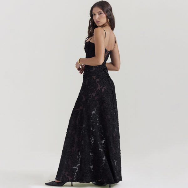 Fashion Suspender Lace Long Dress Summer Strapless Collar Elegant Evening Dresses For Women – Image 3