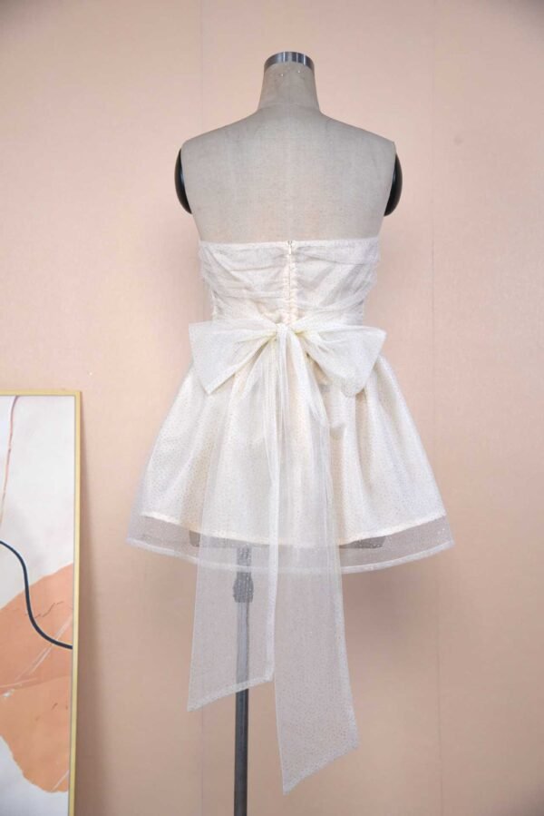 Tube Top Lace Dress With Back Bow-knot Summer Fashion Temperament Mesh Stitching Off-neck Short Skirt – Image 10