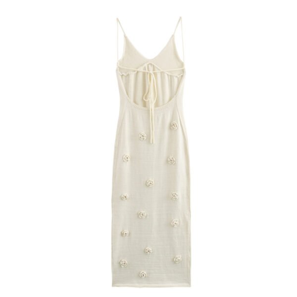 Women's Braces Skirt Three-dimensional Flower Knitted Backless Lace-up Dress