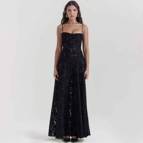 Fashion Suspender Lace Long Dress Summer Strapless Collar Elegant Evening Dresses For Women – Image 8