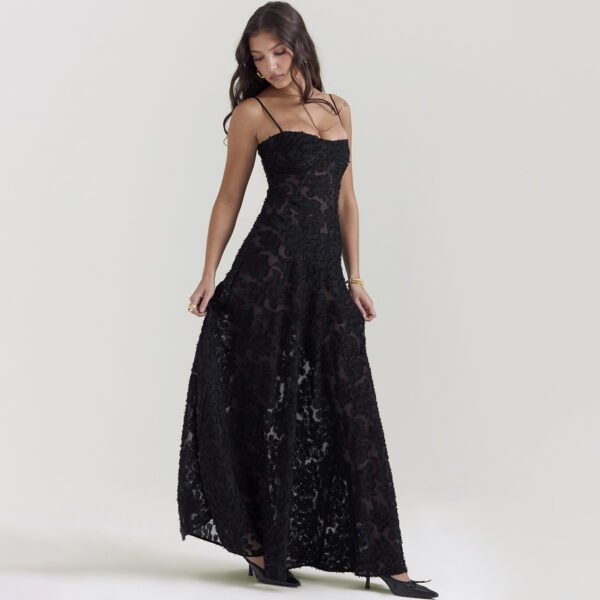 Fashion Suspender Lace Long Dress Summer Strapless Collar Elegant Evening Dresses For Women – Image 9