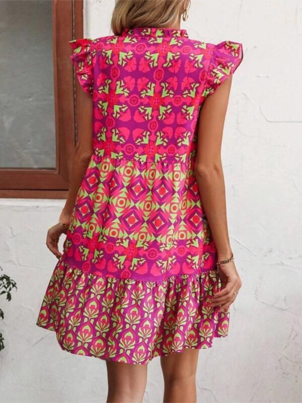 Printed Sleeveless Dress Summer Fashion V-Neck Lace-up Straight Dresses For Womens Clothing – Image 2
